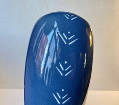 Blue Danish Art Deco Stoneware Urn from Nymølle