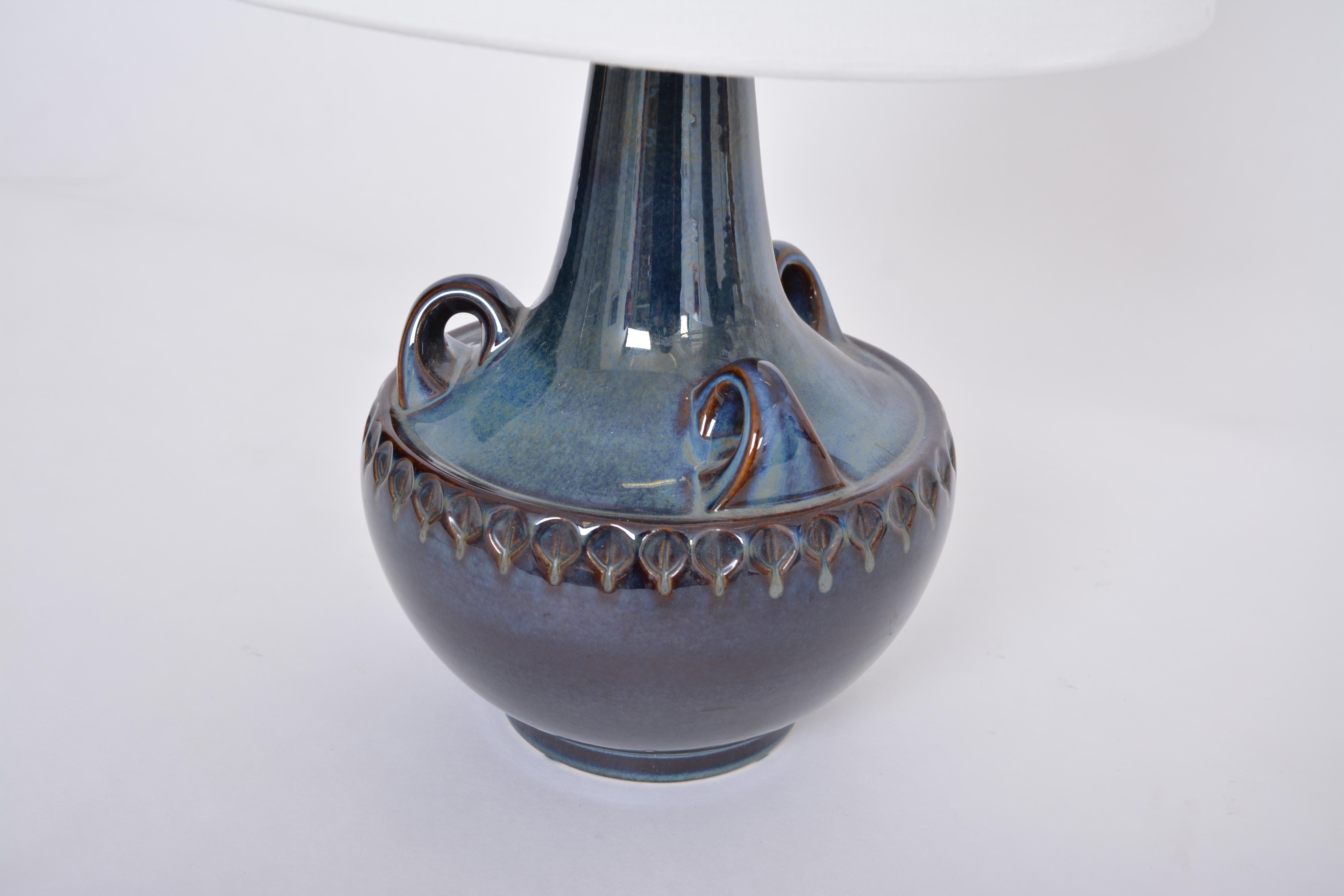 Mid-Century Modern Blue Danish Midcentury Stoneware Lamp Model 1059 by Einar Johansen for Soholm For Sale