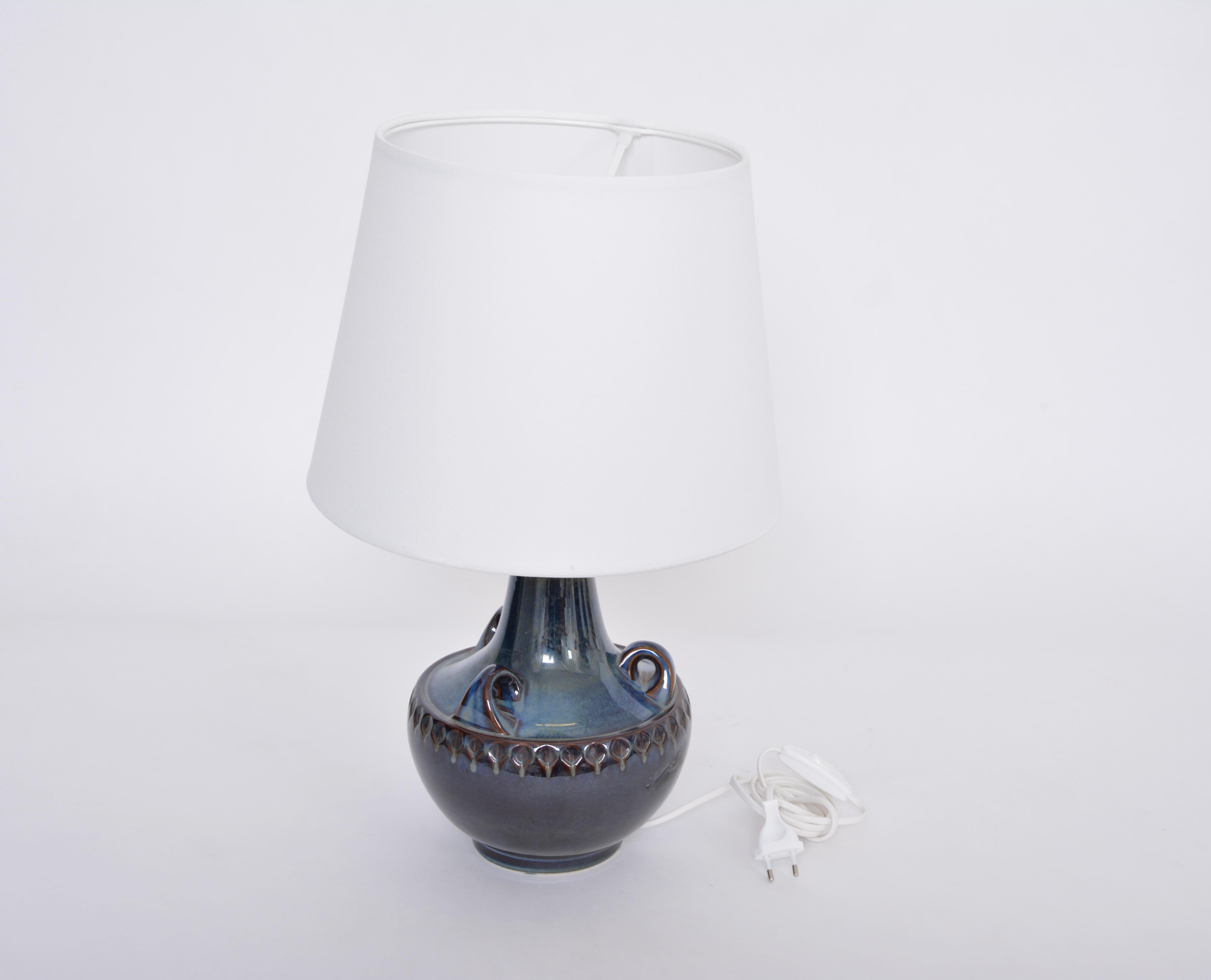 Glazed Blue Danish Midcentury Stoneware Lamp Model 1059 by Einar Johansen for Soholm For Sale