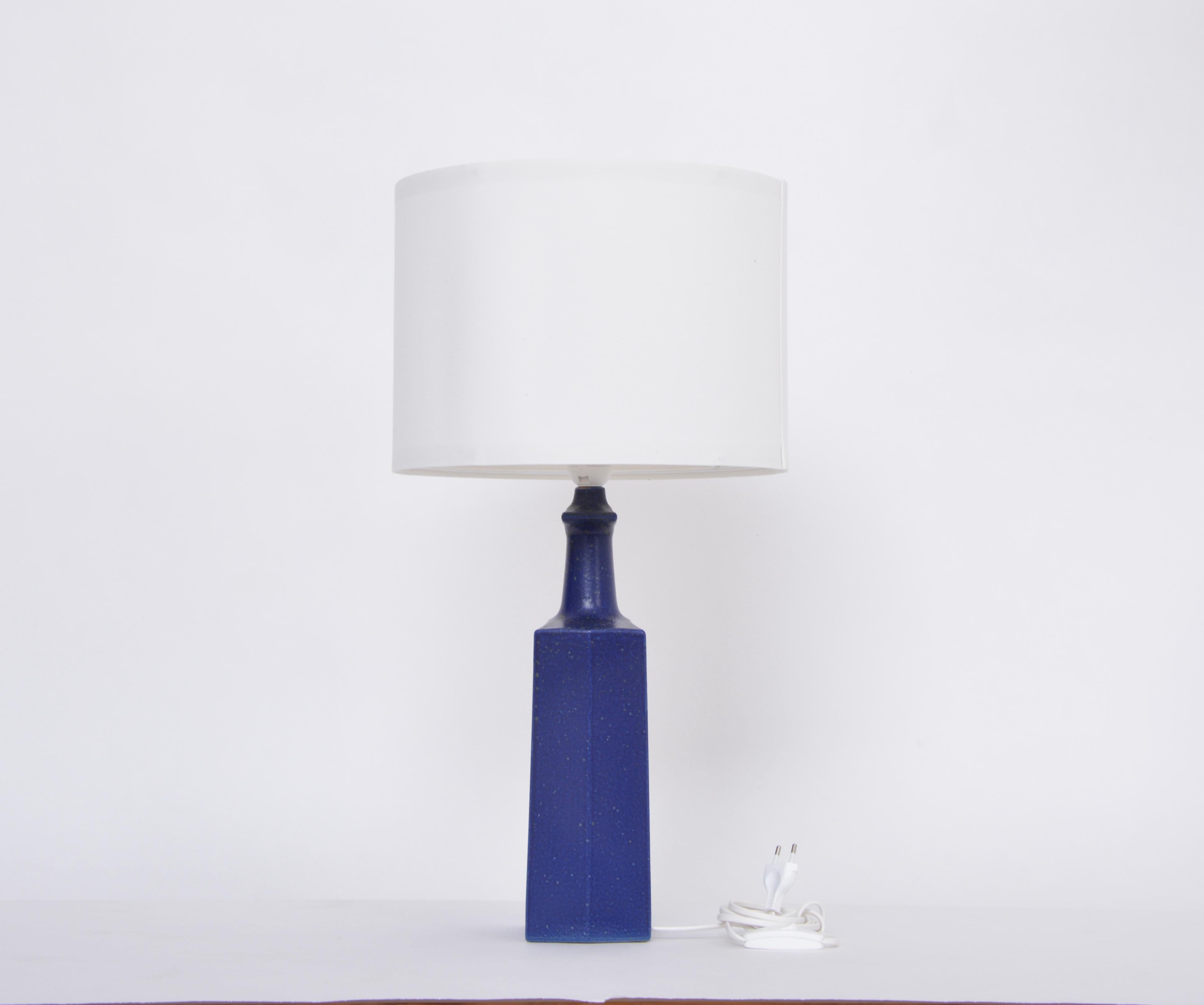 20th Century Blue Danish Mid-Century Modern Ceramic Table Lamp by Atelier Knabstrup For Sale
