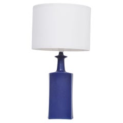 Blue Danish Mid-Century Modern Ceramic Table Lamp by Atelier Knabstrup
