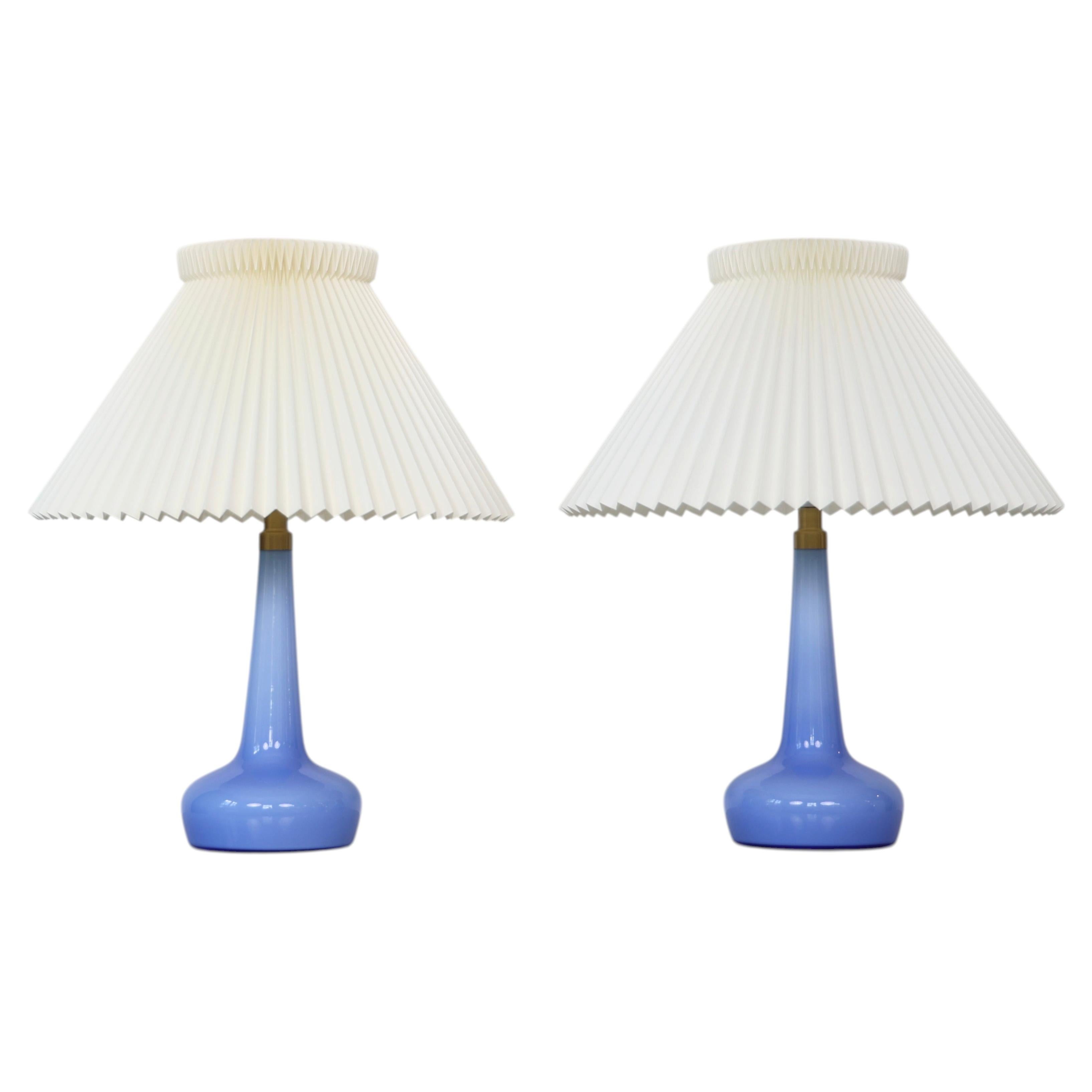 Blue Danish Modern Le Klint Glass Table Lamps, New-Old-Stock, 1980s, Denmark For Sale