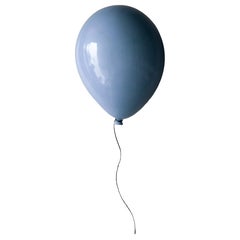 Blue Dawn glossy ceramic balloon sculpture handmade for wall, ceiling