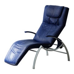 Blue De Sede Leather Reclining Chair from Switzerland 1990s