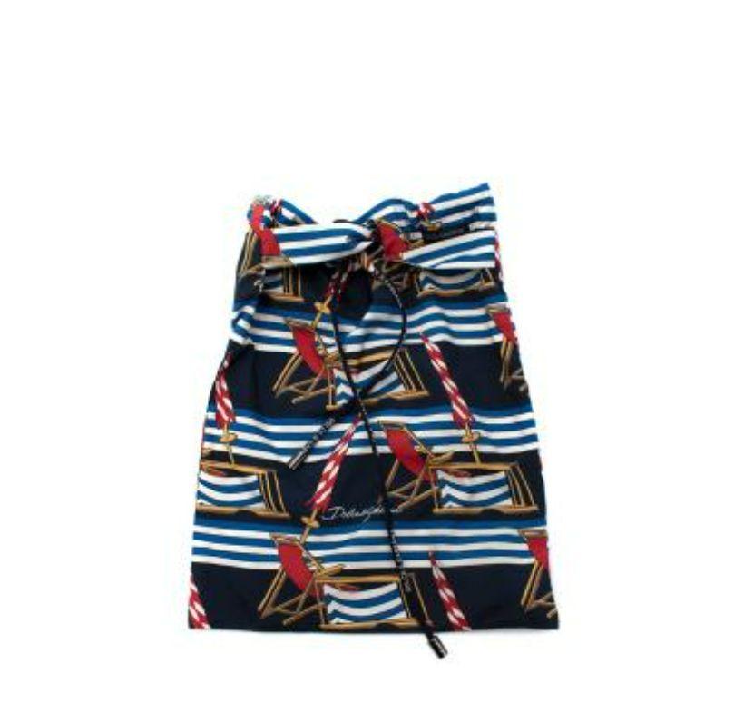 Blue Deckchair Print Swim Trunks In Excellent Condition For Sale In London, GB