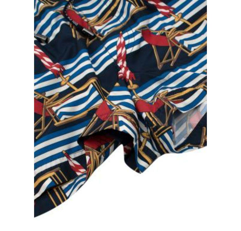 Blue Deckchair Print Swim Trunks For Sale 1