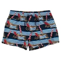 Blue Deckchair Print Swim Trunks