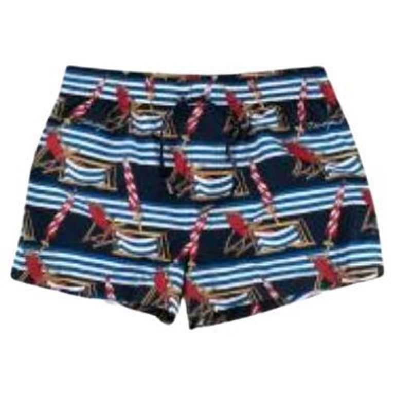 Blue Deckchair Print Swim Trunks For Sale at 1stDibs