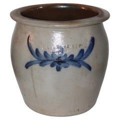 Vintage Blue Decorated Crock Moore, Nichols Co. Crock