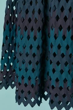 Blue dégradé sleeveless cocktail dress with cut-work ALAIA