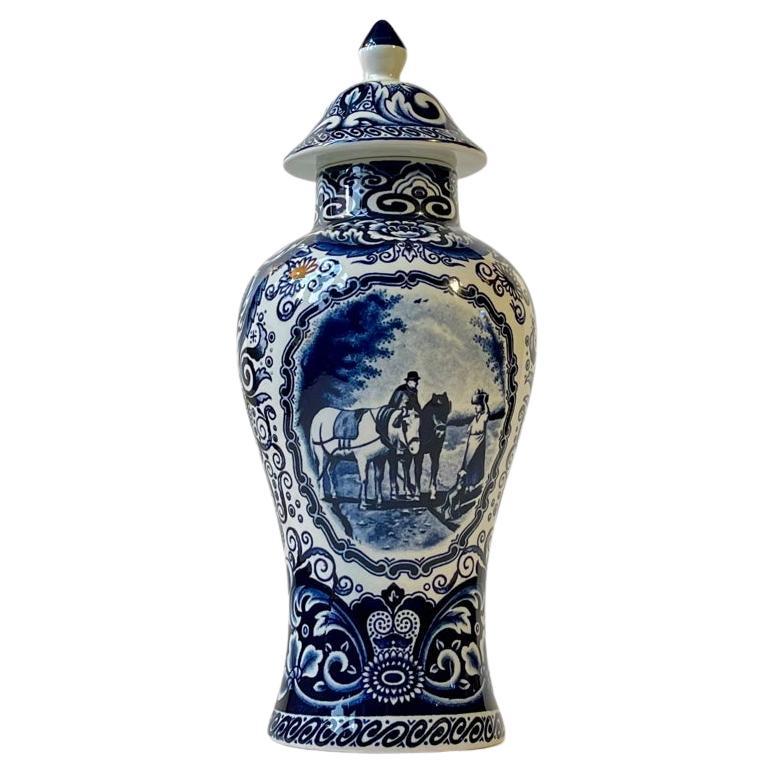 Blue Delfts Porcelain Vase or Urn by Boch Royal Sphinx For Sale