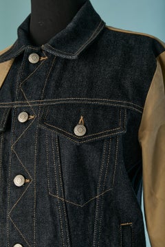 Blue denim and beige cotton single breasted jacket ALEXANDER McQUEEN
