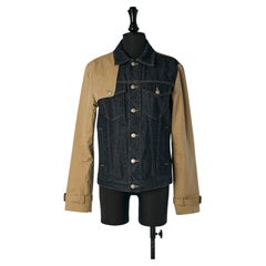 Blue denim and beige cotton single breasted jacket ALEXANDER McQUEEN