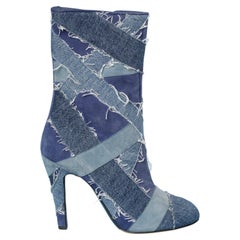 Blue denim and suede patchwork boots Chanel