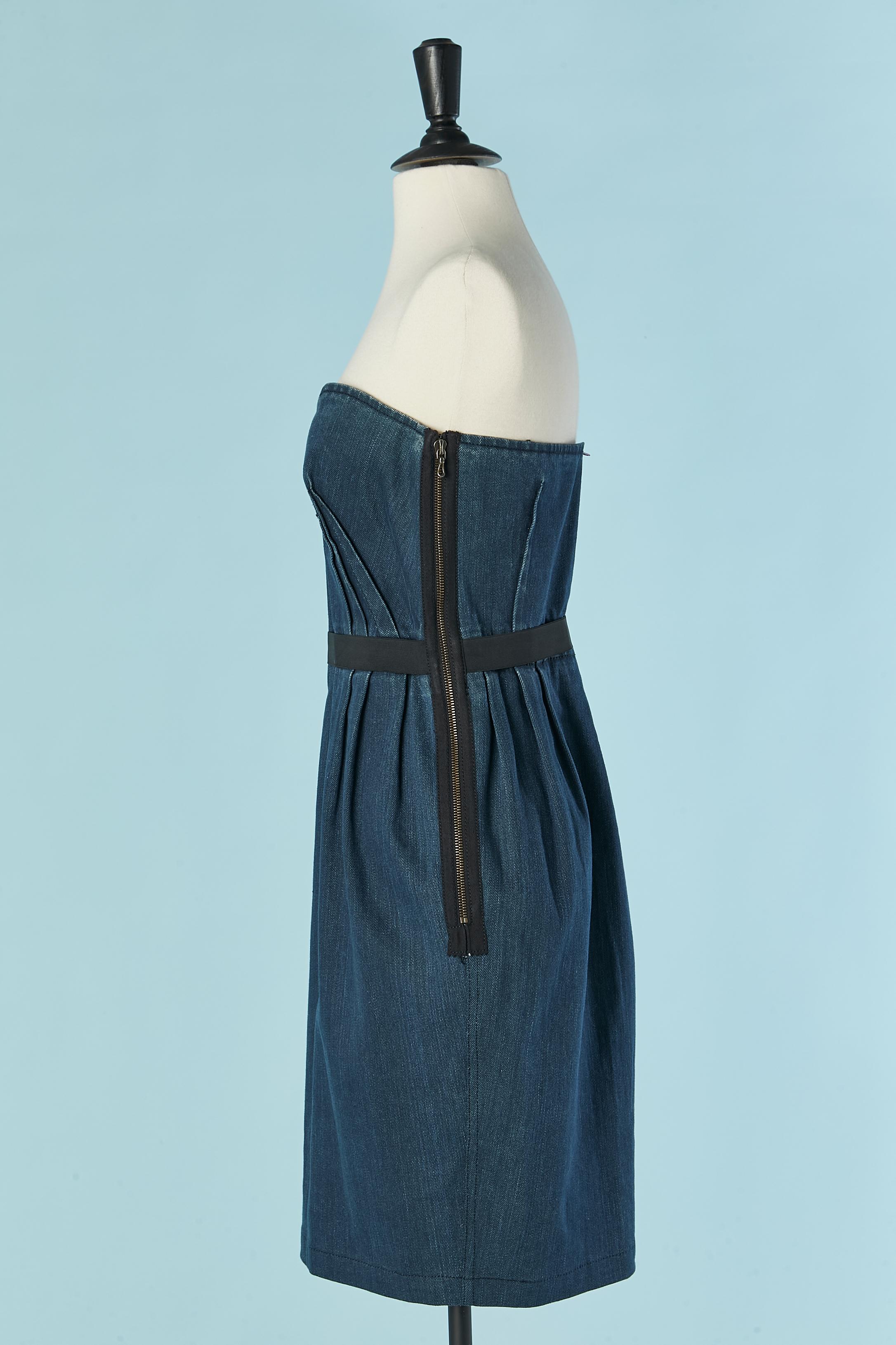 Blue denim bustier dress LANVIN & ACNÉ SS2009 In Excellent Condition For Sale In Saint-Ouen-Sur-Seine, FR
