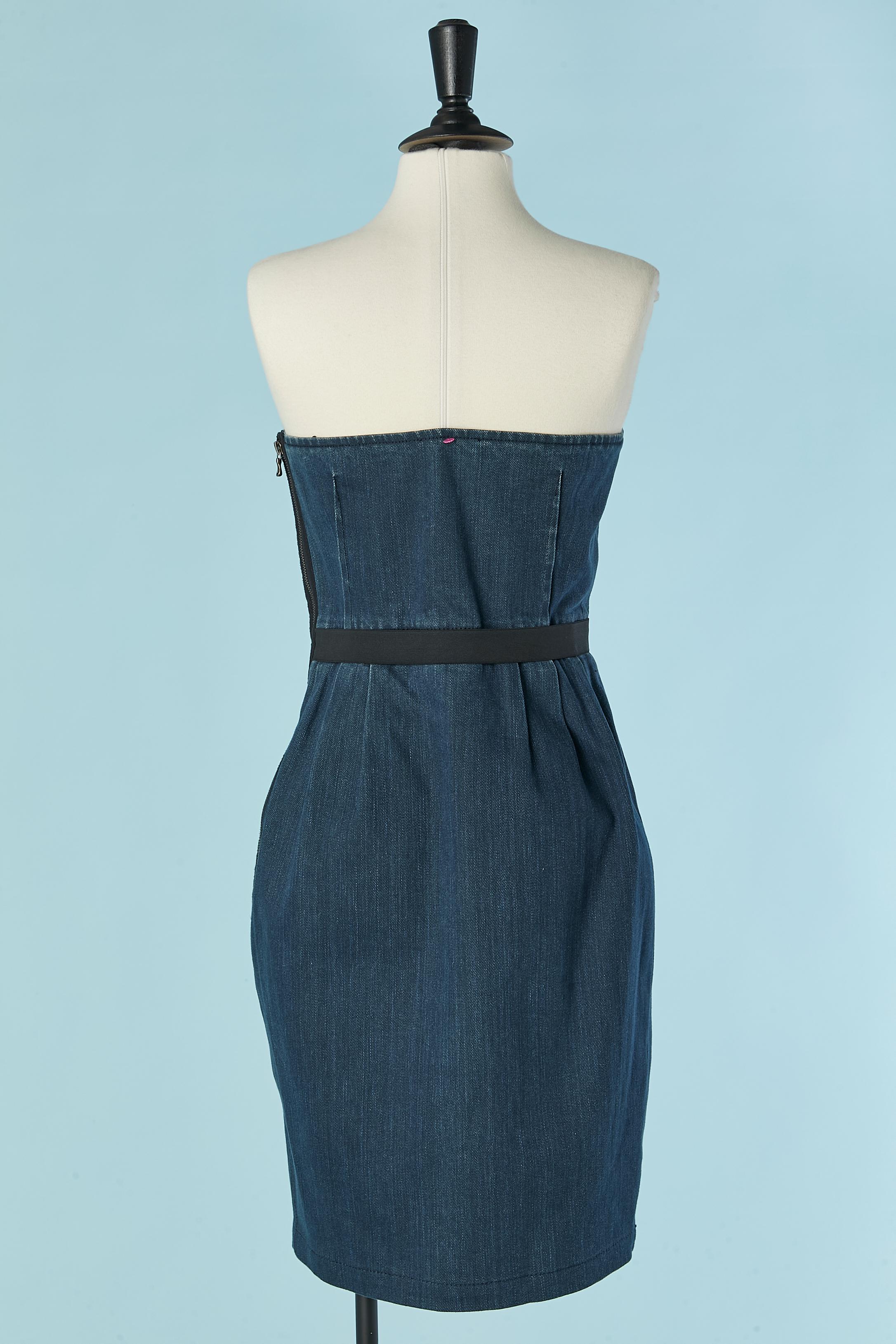 Women's Blue denim bustier dress LANVIN & ACNÉ SS2009 For Sale