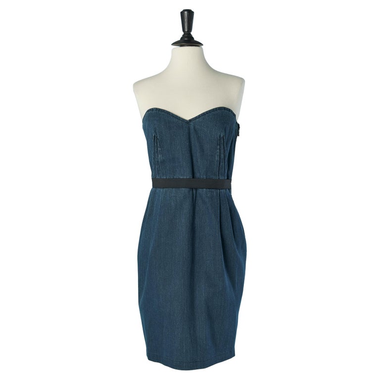 lanvin acne denim dress Blue denim bustier dress LANVIN and ACNÉ SS2009 For Sale at 1stDibs