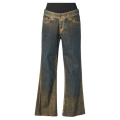 Blue denim jean with gold application Vertigo