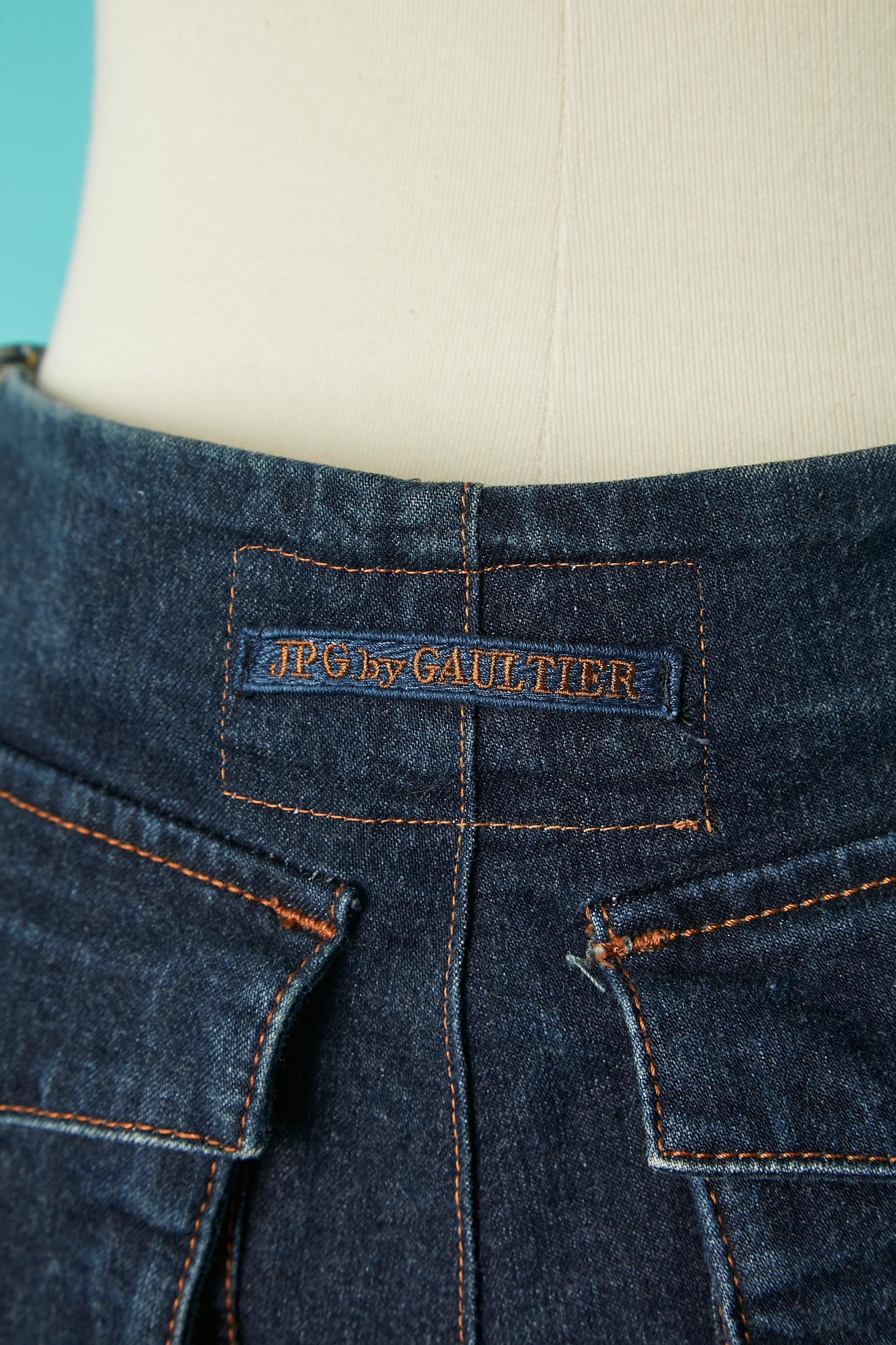 Women's Blue denim skirt with cutwork on the back JPG Jean's  For Sale