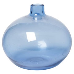 Blue Design Glass Vase by Alain & Marisa Bégou, 20th Century