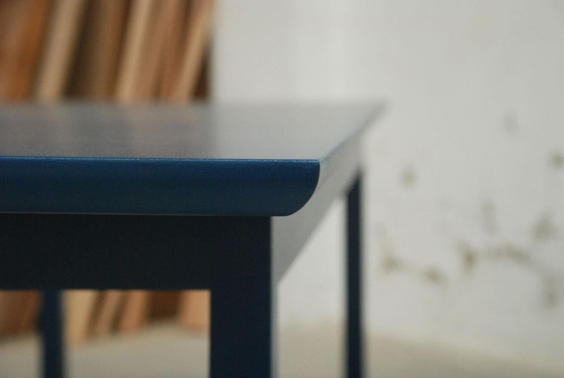 Modern Blue Desk or dining  table handcrafted from solid wood For Sale
