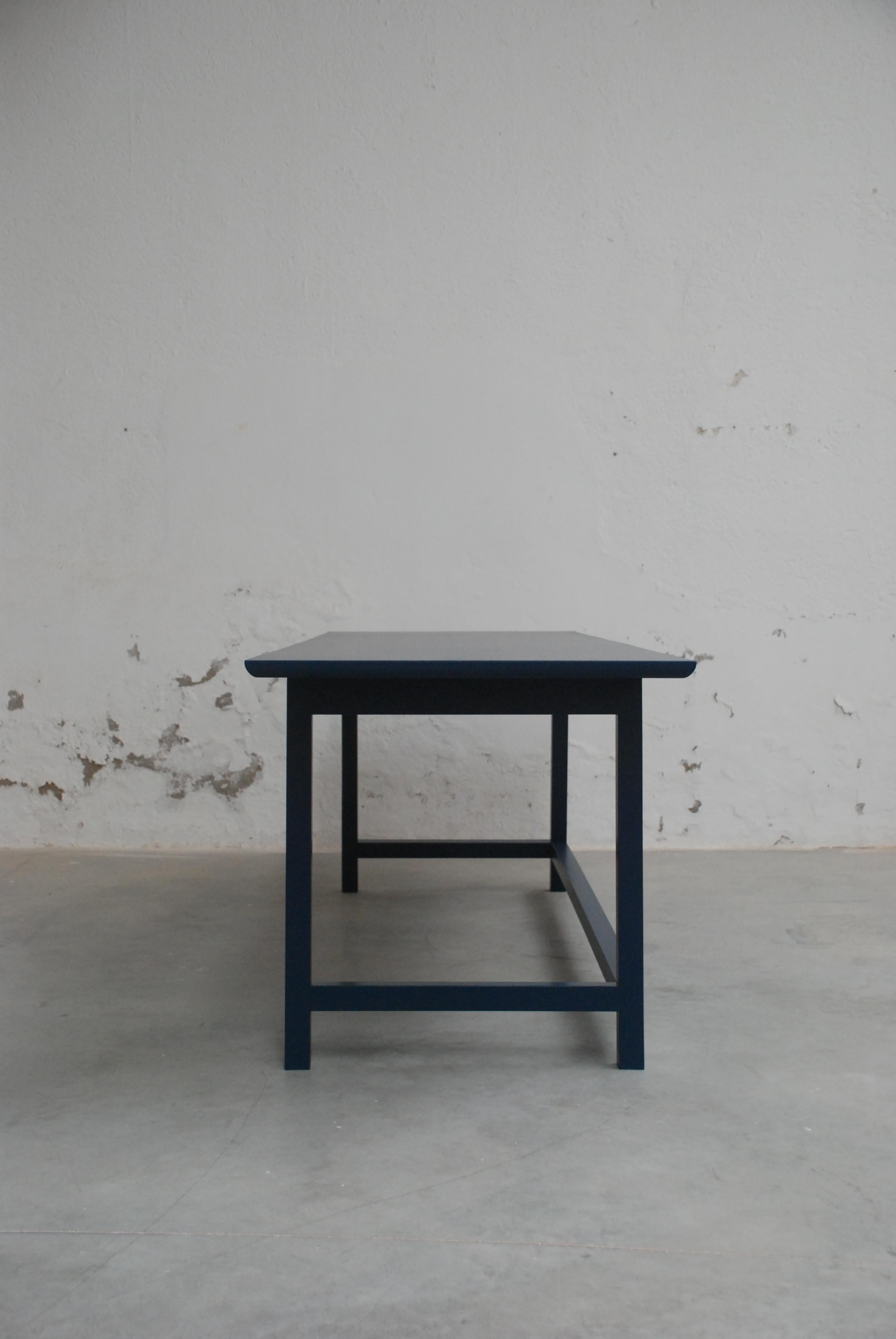 Hand-Crafted Blue Desk or dining  table handcrafted from solid wood For Sale