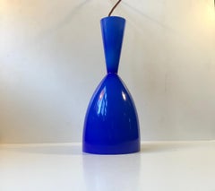 Blue Diablo Pendant Lamp in Cased Glass, Scandinavia, 1950s