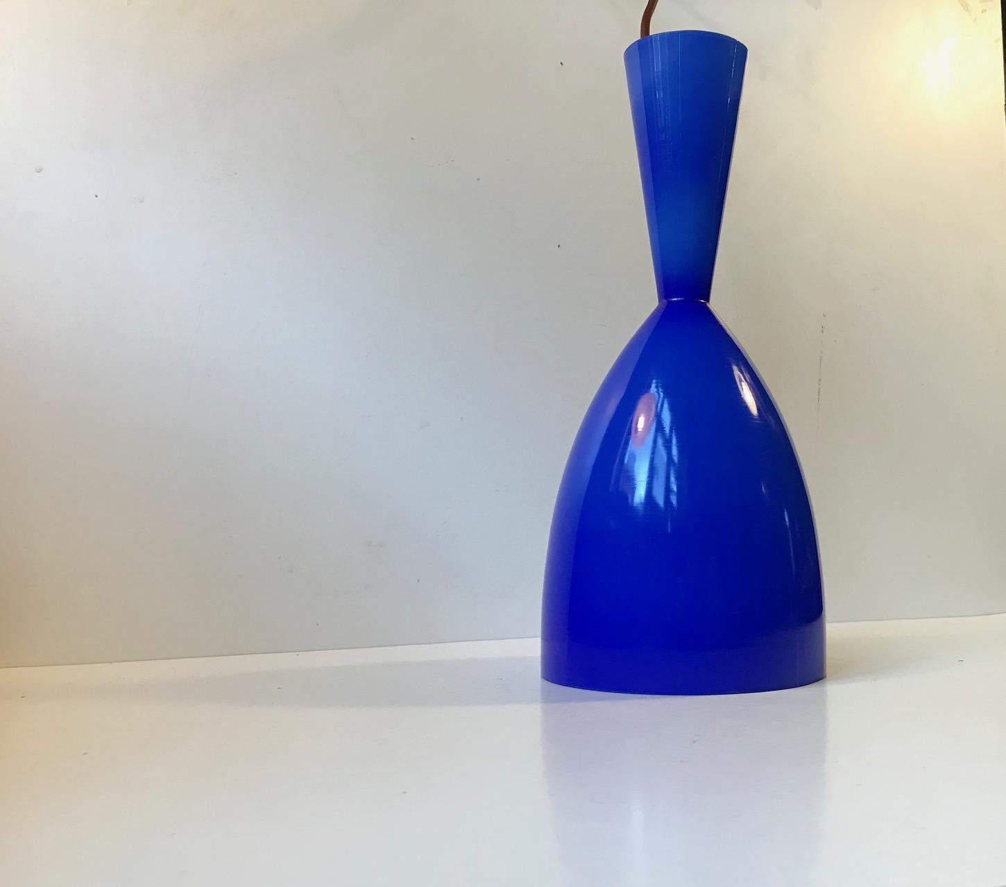 Blue Diablo Pendant Lamp in Cased Glass, Scandinavia, 1950s For Sale 2