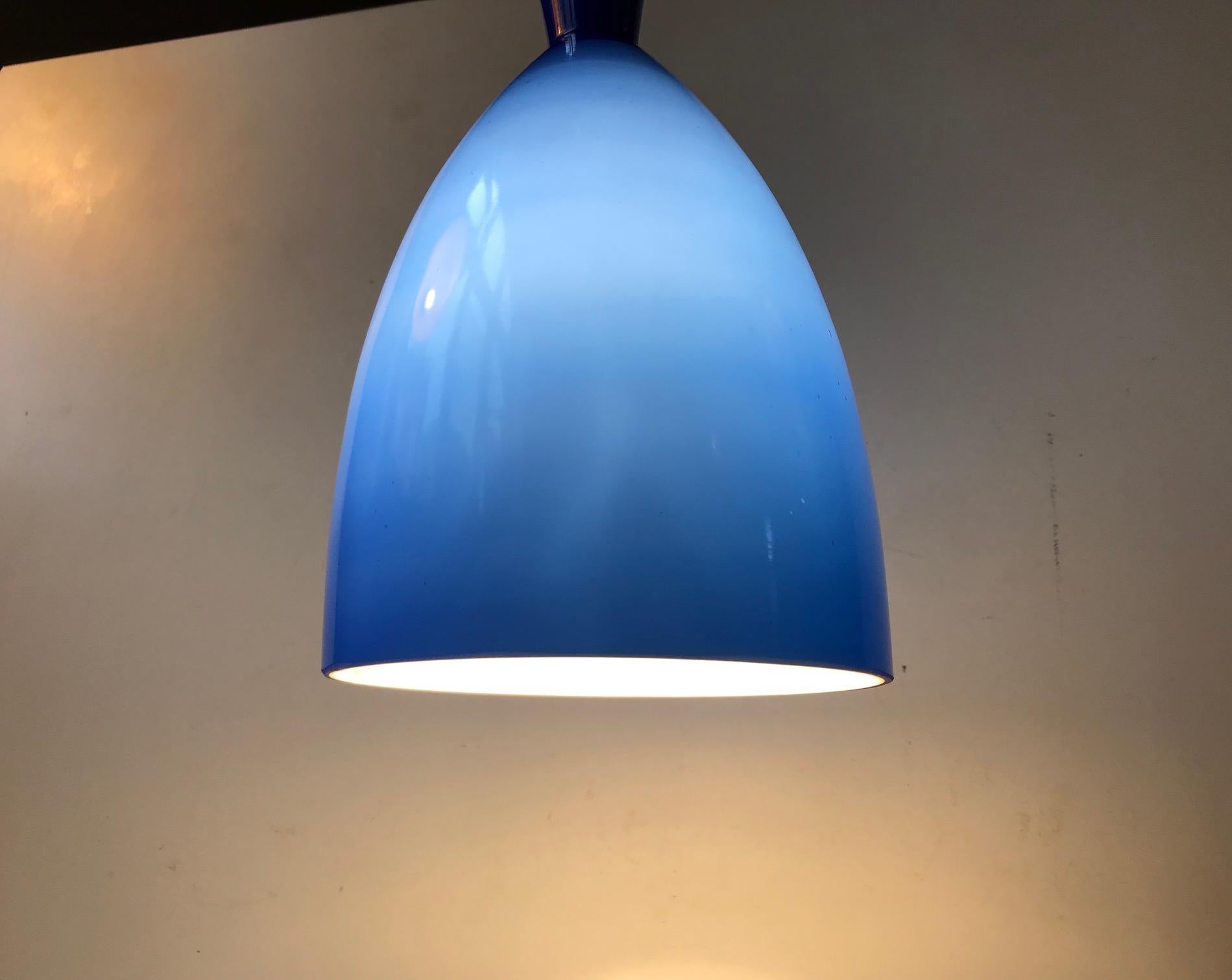 Blue Diablo Pendant Lamp in Cased Glass, Scandinavia, 1950s For Sale 3