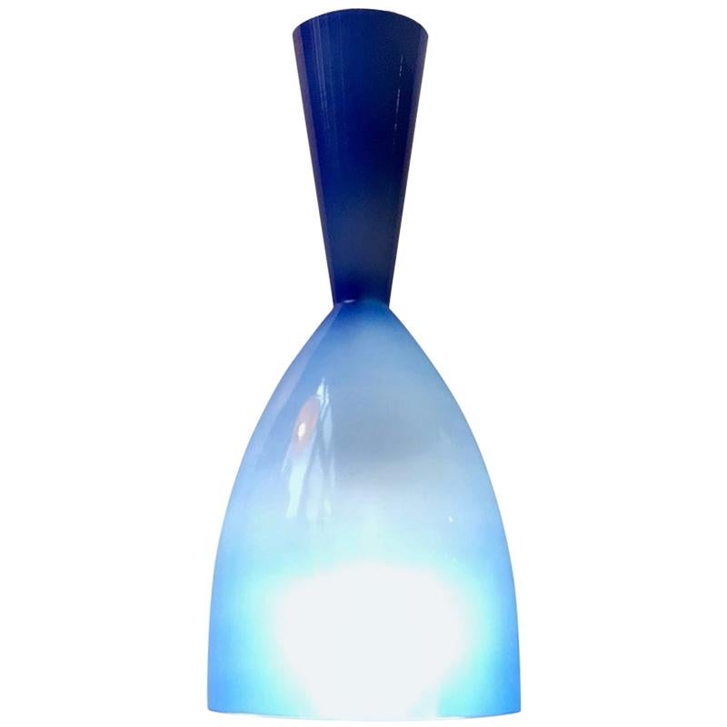 Blue Diablo Pendant Lamp in Cased Glass, Scandinavia, 1950s For Sale