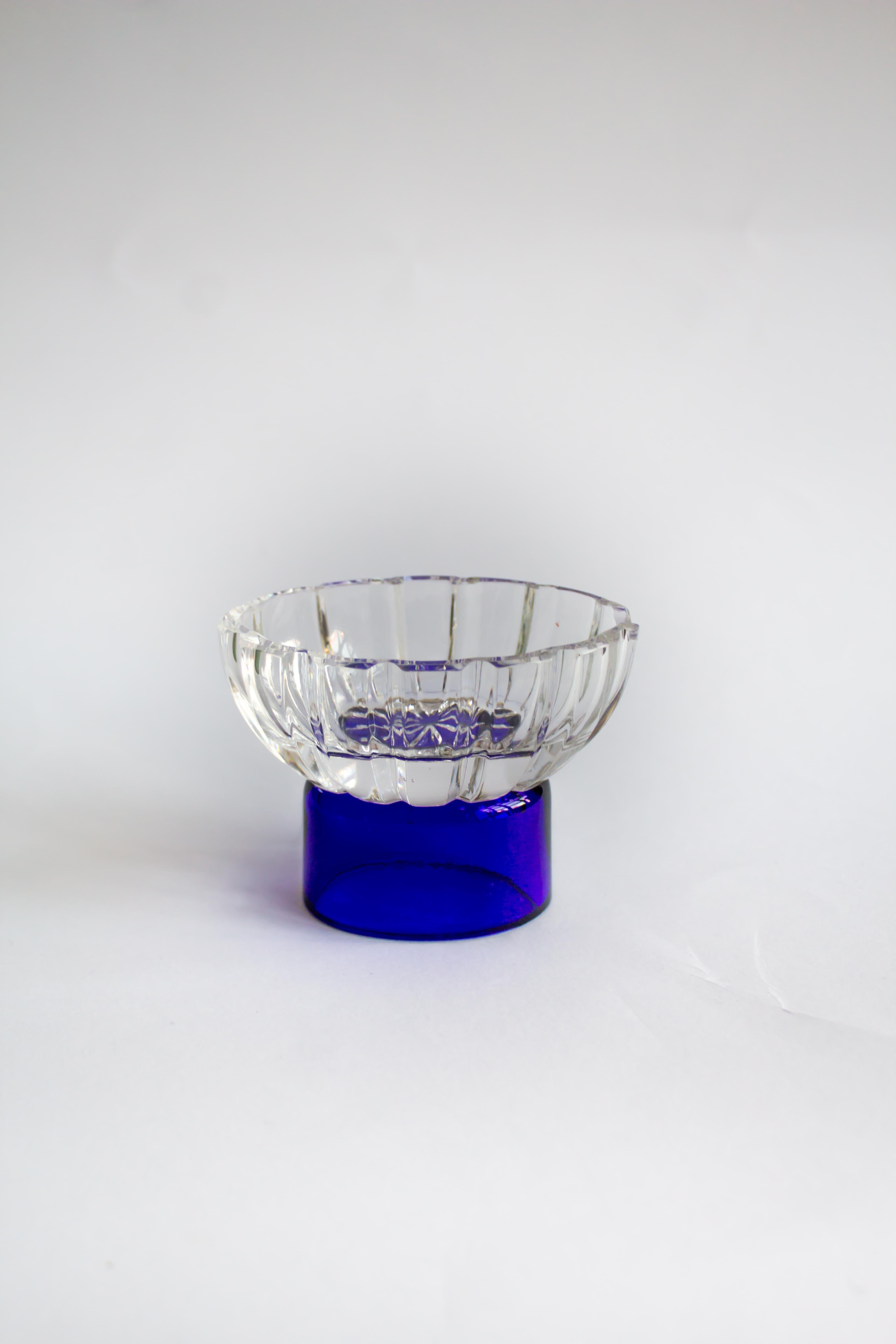 Contemporary Blue Glass Blown Salt Cellar and spoon Handcrafted, Natalia Criado In New Condition For Sale In Milan, IT
