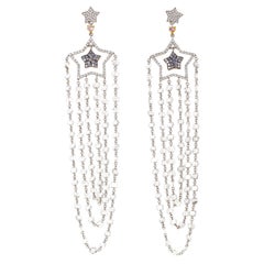 Orecchini pendenti con diamanti blu e rosa Nature Diamond