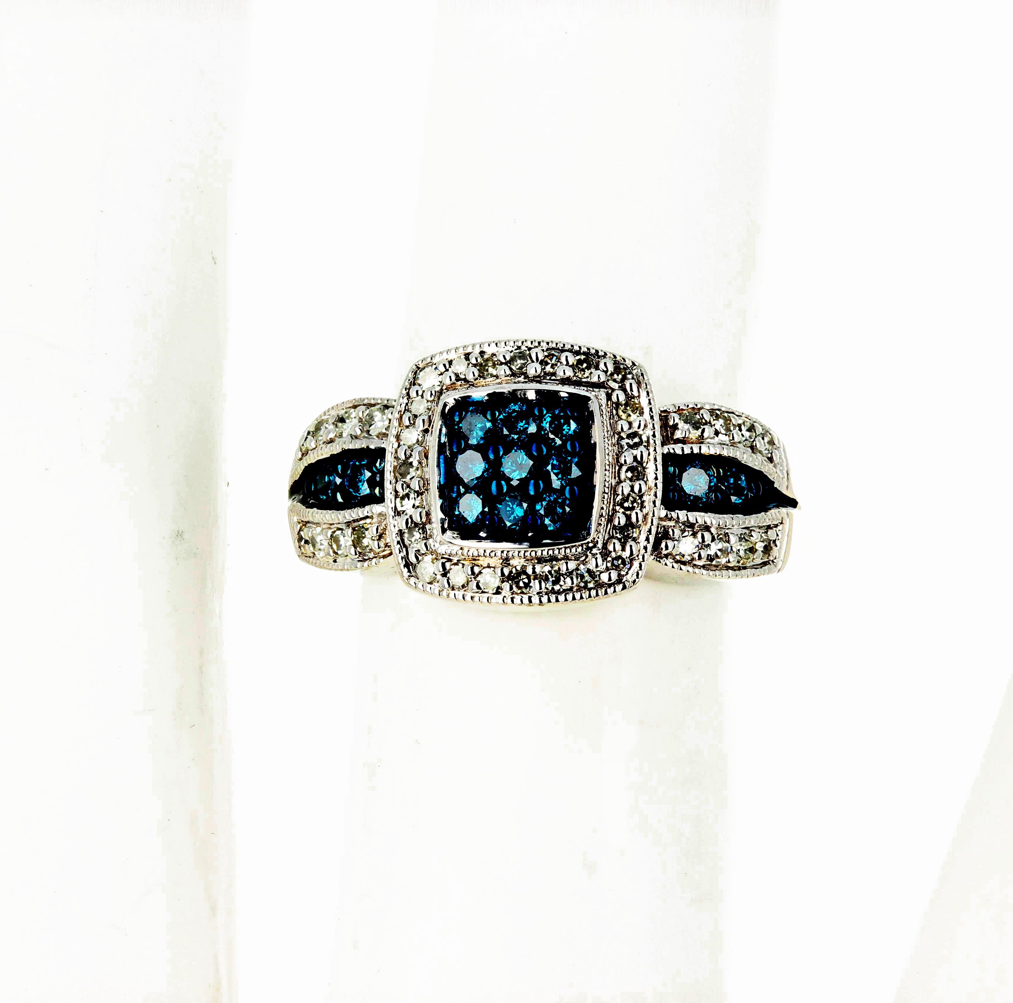 Gemjunky Blue Diamond and White Diamond Ring 1