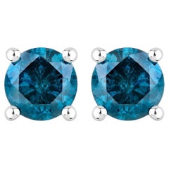 Orecchini con diamanti blu 0,66 carati in oro bianco 14K