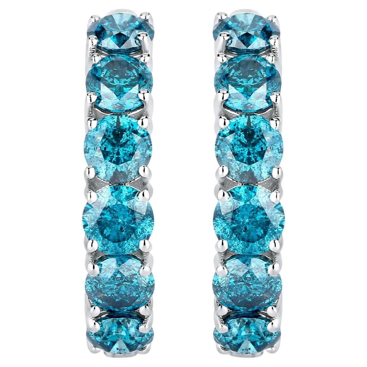 Boucles d'oreilles diamant bleu 6,88 carats or blanc 14K