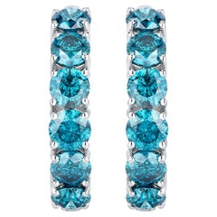 Boucles d'oreilles diamant bleu 6,88 carats or blanc 14K