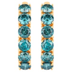 Orecchini con diamanti blu 6,88 carati in oro giallo 14K