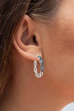 Blue Diamond Earrings With White Diamonds 0.46 Carats Sterling Silver