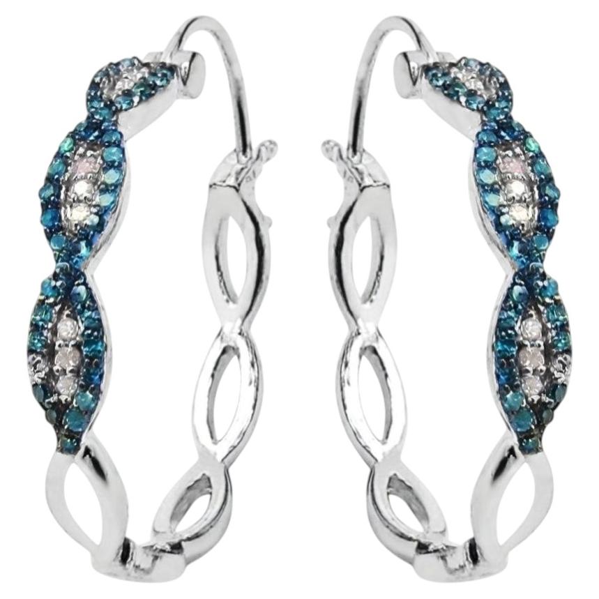 Orecchini con diamanti blu e diamanti bianchi da 0,46 carati A. Silver