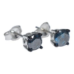 Blue Diamond Gold Stud Earrings