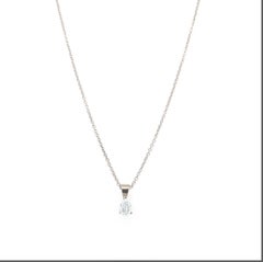 Blue diamond pear pendant necklace 18k white gold