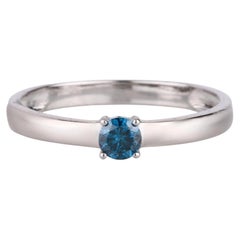 Bague en diamant bleu 0,2 carats or blanc 9K