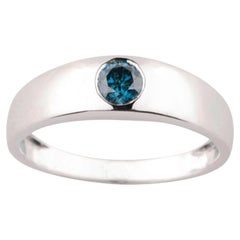 Blue Diamond Ring 0.33 Carats 9K White Gold