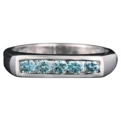 Blue Diamond Ring 0.35 Carats 9K White Gold