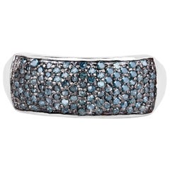 Blue Diamond Ring 0.4 Carats Sterling Silver