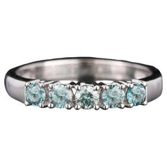 Blue Diamond Ring 0.5 Carats 9K White Gold