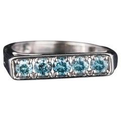 Blue Diamond Ring 0.5 Carats 9K White Gold