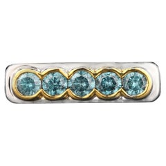 Blue Diamond Ring 0.5 Carats 9K Yellow & White Gold