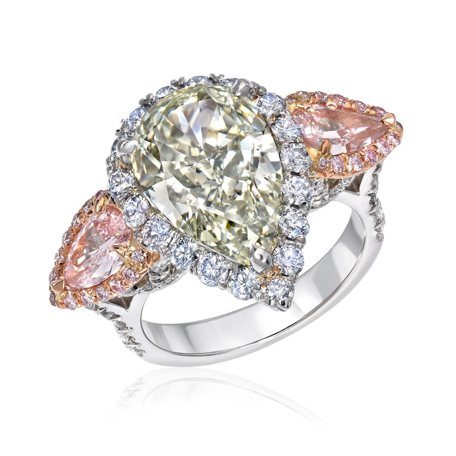 Grüner Diamantring in Birnenform mit 5,16 Karat, GIA-zertifiziert im Angebot 8