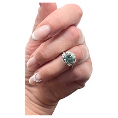 Blue diamond ring sunflower moissanite diamond ring 18KT white gold cocktail rin